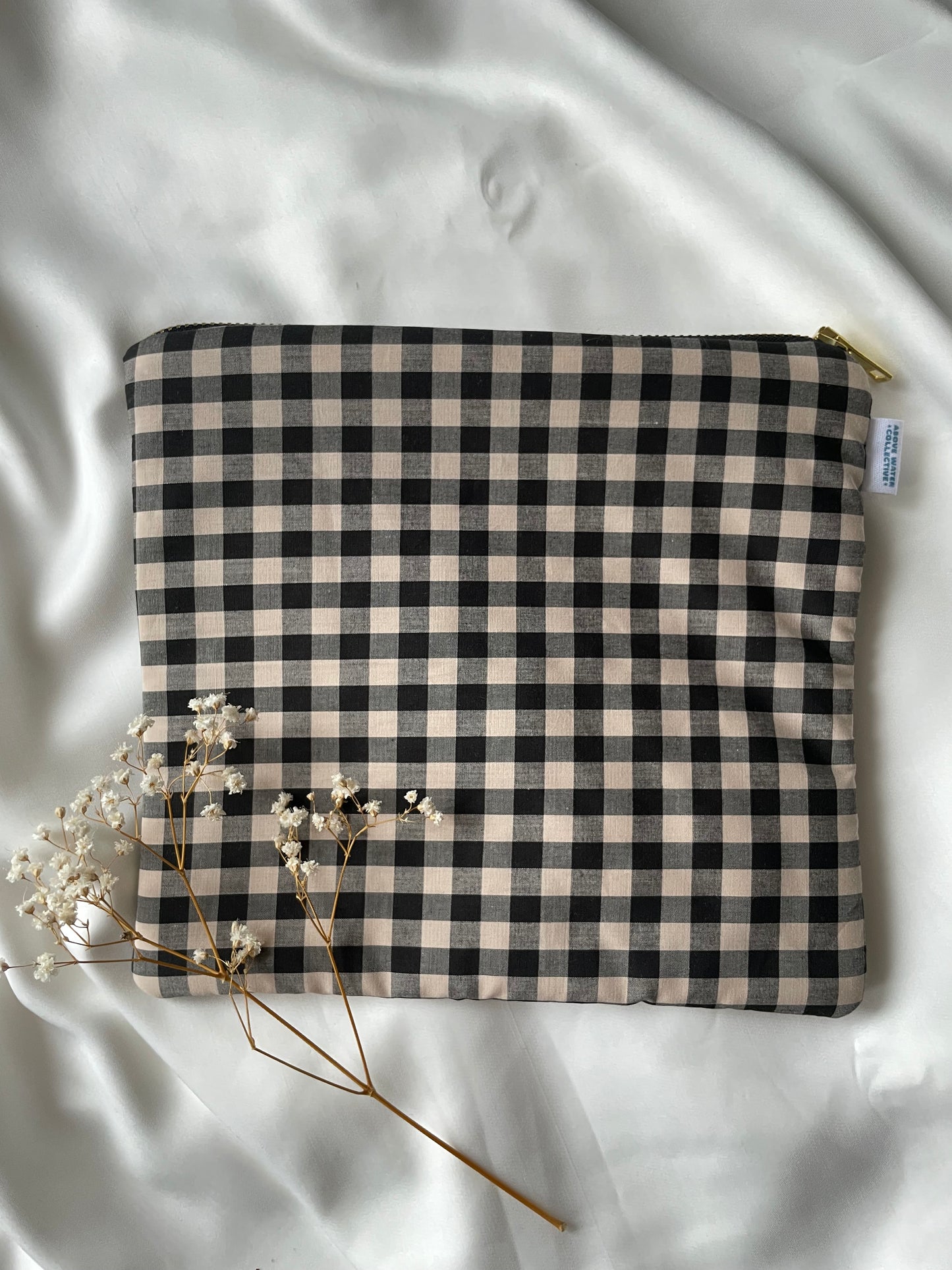 Pouch - Charcoal & Ecru Gingham